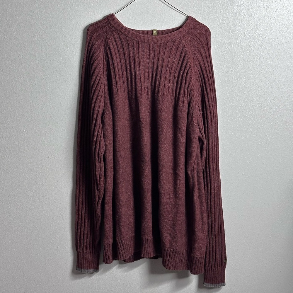 Columbia Outdoor Men Knit Ribbed Crew Neck Sweater Red Pullover size‎ XL